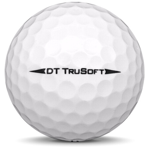 Golfboll av modellen Titleist DT Trusoft i 2019 års version med vit färg från sidan