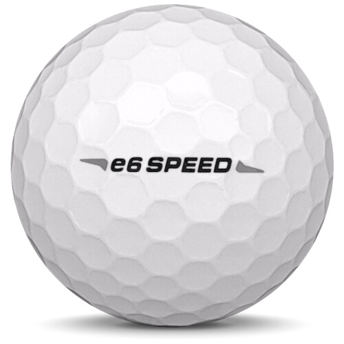 Golfboll av modellen Bridgestone E6 Speed i 2018 års version med vit färg från sidan