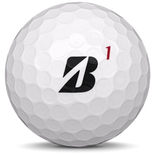 Golfboll av modellen Bridgestone Tour B X i 2021 års version med vit färg framifrån