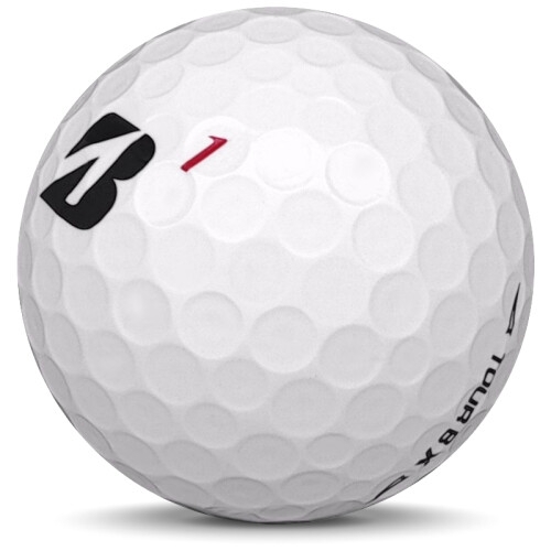 Golfboll av modellen Bridgestone Tour B X i 2021 års version med vit färg sned bild