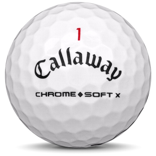Golfboll av modellen Callaway Chrome Soft x i 2019 års version med align färg framifrån Golfboll av modellen Callaway Chrome Soft x i 2019 års version med align färg framifrån