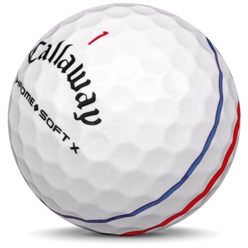 Golfboll av modellen Callaway Chrome Soft x i 2019 års version med align färg sned bild