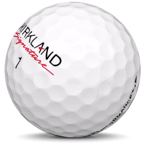 Golfboll av modellen Kirkland Performance + i 2019 års version med vit färg sned bild