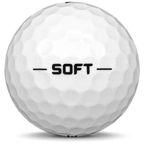 Golfboll av modellen Pinnacle Soft i 2018 års version med vit färg från sidan