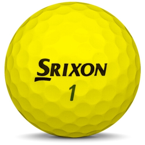 Golfboll av modellen Srixon Soft Feel i 2017 års version med gul färg framifrån