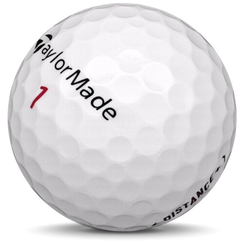 Golfboll av modellen TaylorMade Distance+ i 2018 års version med vit färg sned bild