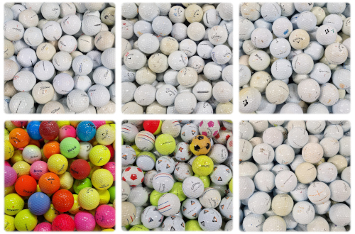 6 verschiedene Varianten von Übungsgolfbällen